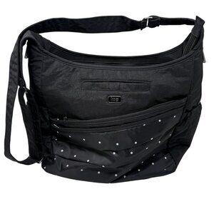 Lug Parachute Black Crossbody Tote Bag Polka Dot Insulated Pocket Diaper Travel